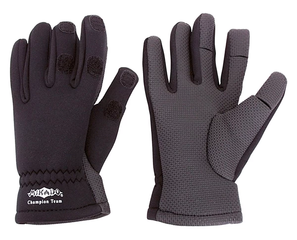 Mikado Neoprene Fishing Gloves Black/grey 3 Mikado Neoprene Fishing Gloves Black/grey