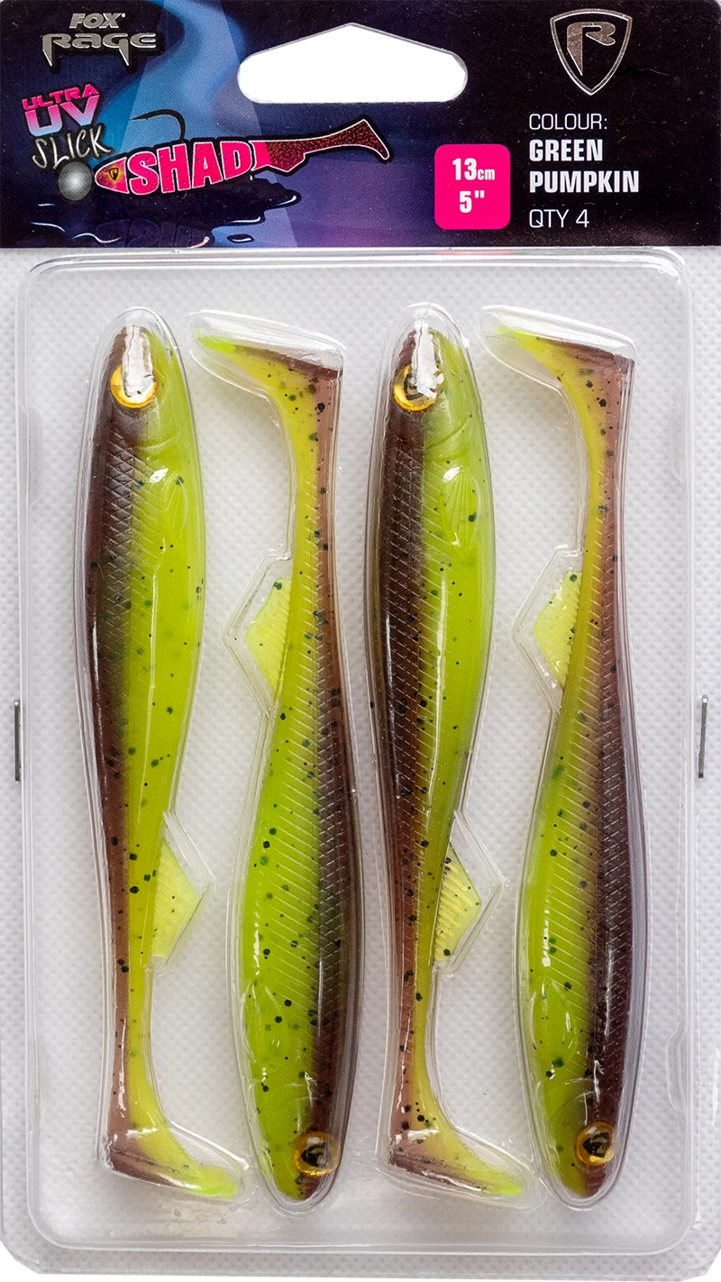 Fox Rage Slick Shad Ultra UV Green Pumpkin 3 Fox Rage Slick Shad Ultra UV Green Pumpkin